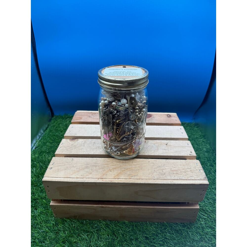 Vintage & Modern Jewelry Craft Lot Jar - 1 Qt Ball Mason Jar - Jeweler’s Salvage